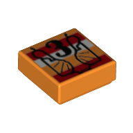 Tile 1 × 1 with Black '3', Red/White Stripes print Orange