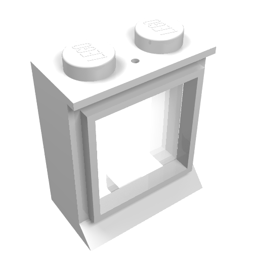 Window 1 × 2 × 2 Classic, Extended Lip, Solid Studs [with Glass] White