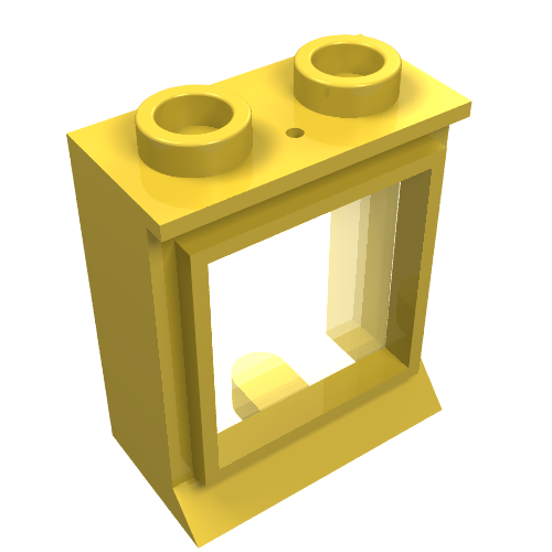 Window 1 × 2 × 2 Classic, Extended Lip, Hollow Studs [with Glass] Yellow
