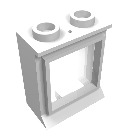 Window 1 × 2 × 2 Classic, Extended Lip, Hollow Studs [with Glass] White
