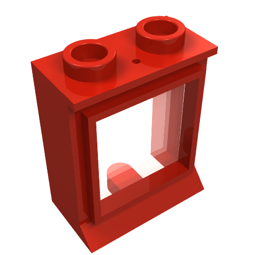 Window 1 × 2 × 2 Classic, Extended Lip, Hollow Studs [with Glass]