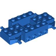 Vehicle Base 4 × 8 × 1 1/3 with Wheel Pins, 4 studs on each side, 2 × 2 Recessed Center and Hole Blue