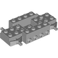 Vehicle Base 4 × 8 × 1 1/3 with Wheel Pins, 4 studs on each side, 2 × 2 Recessed Center and Hole Light Bluish Gray
