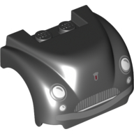 Vehicle Body, Wheel Arch / Mudguard 3 × 4 × 2 with Flat Top, Steep Front and Curved Fenders with Headlights, Grille, Curved Bumper and Smile with Teeth Print Black
