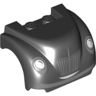 Vehicle Body, Wheel Arch / Mudguard 3 × 4 × 2 with Flat Top, Steep Front and Curved Fenders with Headlights, Grille, Curved Bumper and Grill Print Schwarz