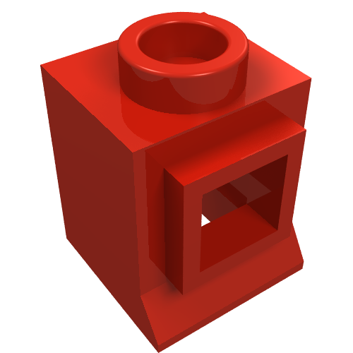 Window 1 × 1 × 1 Classic with Short Sill, No Glass Red
