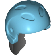 Hair and Helmet, Sports / Ski, with Black Hair [1 Hole] Medium Azure