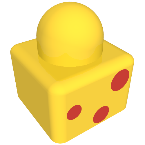 Primo Brick 1 × 1 × 1 with Three Red Dots and Duplo Logo Print
