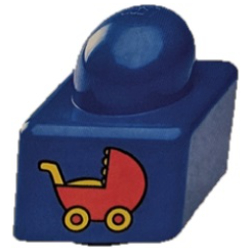 Primo Brick 1 × 1 with Red Baby Carriage Print Blau