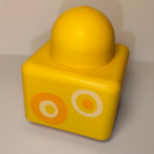 Primo Brick 1 × 1 with Orange and White Rings Print Gelb
