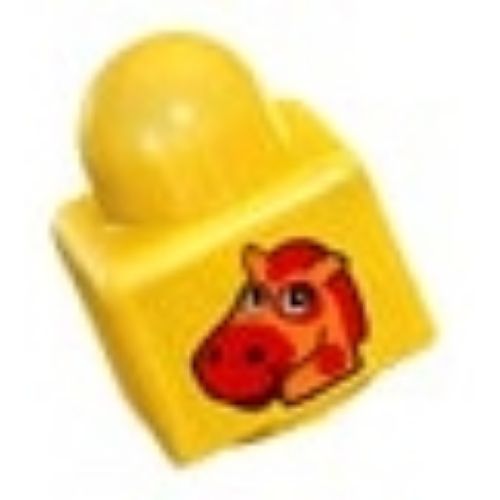 Primo Brick 1 × 1 with Horse / 'A' Print Gelb