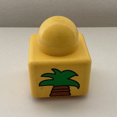 Primo Brick 1 × 1 with Giraffe Head / Palm Tree Print Yellow