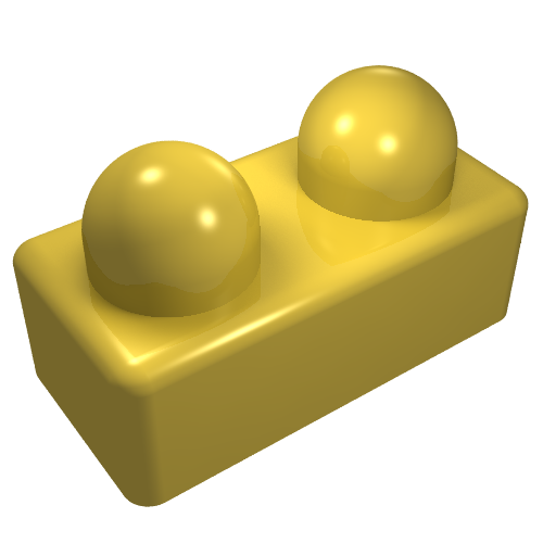 Primo Brick 1 × 2 Yellow