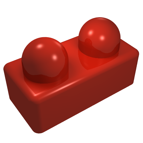 Primo Brick 1 × 2 Red