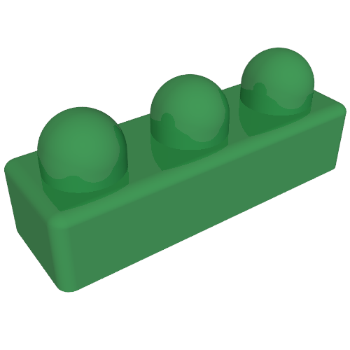 Primo Brick 1 × 3 Green