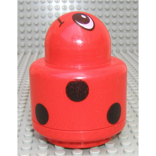 Primo Brick 1 × 1 with Round Rattle, Ladybug / Ladybird Print