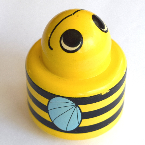 Primo Brick 1 × 1 with Round Rattle, Bee Print