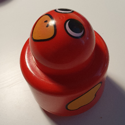 Primo Brick 1 × 1 with Round Rattle, Bird Face and Yellow Wings Print
