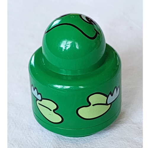 Primo Brick 1 × 1 with Round Rattle, Frog Print