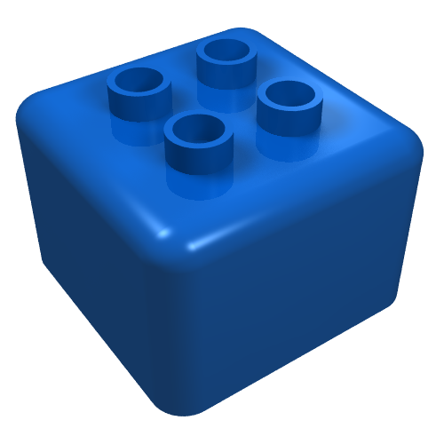 Primo Brick 1 × 1 × 1 with Four Duplo Studs Blau