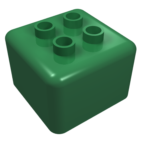Primo Brick 1 × 1 × 1 with Four Duplo Studs Green