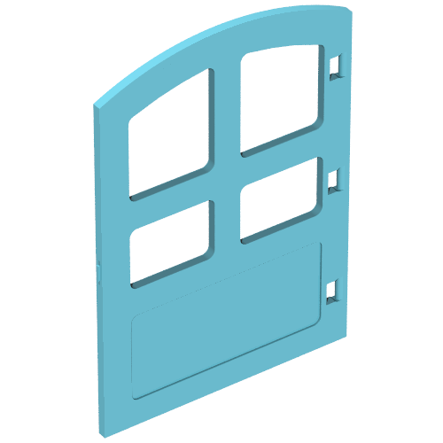 Duplo Door 1 × 4 × 4 with Four Panes, Different Size and Curved Top Medium Azure