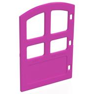 Duplo Door 1 × 4 × 4 with Four Panes, Different Size and Curved Top Dunkelrosa