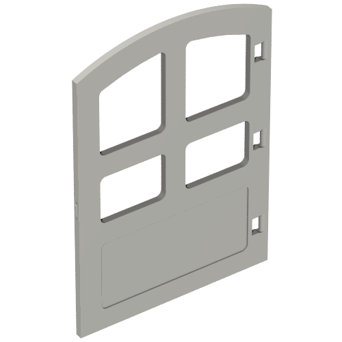 Duplo Door 1 × 4 × 4 with Four Panes, Different Size and Curved Top Light Bluish Gray