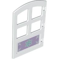 Duplo Door 1 × 4 × 4 with Four Panes and Curved Top with Snowflake Print Weiß