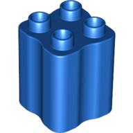 Duplo Brick 2 × 2 × 2 with Indented Sides (Tree Trunk) Blau