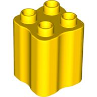 Duplo Brick 2 × 2 × 2 with Indented Sides (Tree Trunk) Gelb