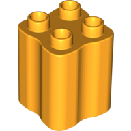 Duplo Brick 2 × 2 × 2 with Indented Sides (Tree Trunk) Leuchtendes Hellorange