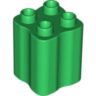 Duplo Brick 2 × 2 × 2 with Indented Sides (Tree Trunk) Grün