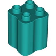 Duplo Brick 2 × 2 × 2 with Indented Sides (Tree Trunk) Dunkeltürkis