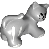 Duplo Animal Cat with White Stripes and Paws Print Hellblaugrau