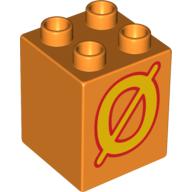 Duplo Brick 2 × 2 × 2 with Letter O Umlaut Print Orange