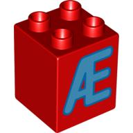 Duplo Brick 2 × 2 × 2 with Letter A Umlaut Print Red