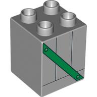 Duplo Brick 2 × 2 × 2 with Green Girder Print Light Bluish Gray