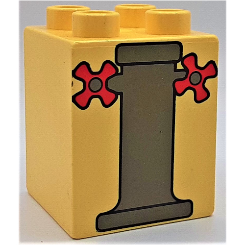 Duplo Brick 2 × 2 × 2 with Pedestal and Faucet Handles Print Light Yellow