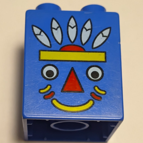 Duplo Brick 2 × 2 × 2 with Indian Totem Pole Print Red