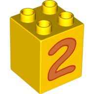 Duplo Stein 2 × 2 × 2 mit orange Nr.. 2 Druck Gelb