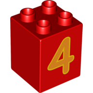 Duplo Stein 2 × 2 × 2 mit orange Nr.. 4 Druck Rot