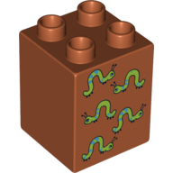 Duplo Brick 2 × 2 × 2 with Five Worms Print Dark Orange