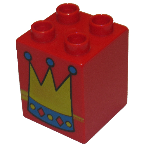 Duplo Brick 2 × 2 × 2 with Crown Print Rot