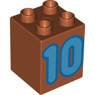 Duplo Brick 2 × 2 × 2 with Medium Blue '10' Print Dark Orange