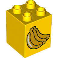 Duplo Brick 2 × 2 × 2 with Bananas Print Gelb