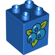 Duplo Brick 2 × 2 × 2 with Blueberries Print Blue