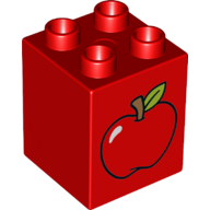 Duplo Brick 2 × 2 × 2 with Apple Print Rot