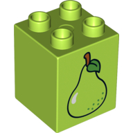 Duplo Brick 2 × 2 × 2 with Pear Print Limette