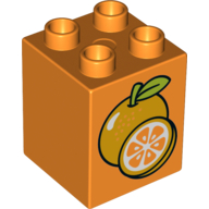 Duplo Brick 2 × 2 × 2 with Oranges Print Orange